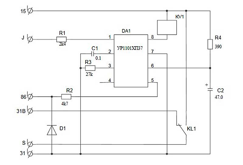 Схема пример включения микросхемы УР1101ХП37