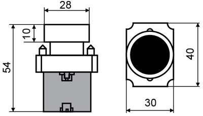 Рис.1. Чертеж кнопки XB2-BA51 «Старт»