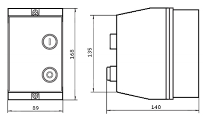 Габаритные размеры пускателя в корпусе ПМК 12 (LE1-D12)