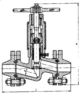 Рис.1. Схема клапанов запорных PN 10, 16, 40