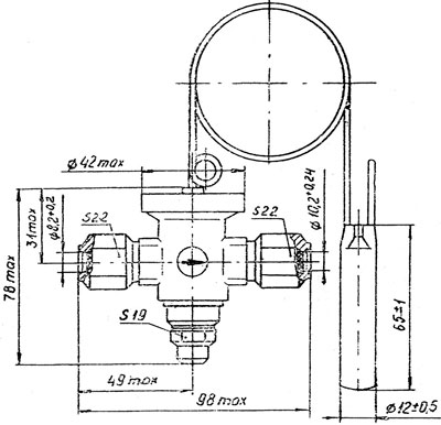 Рис.1. Габаритный чертеж вентилей 12ТРВЕ-1.6