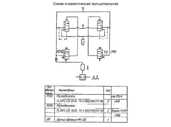 Схема пневматическая принципиальная