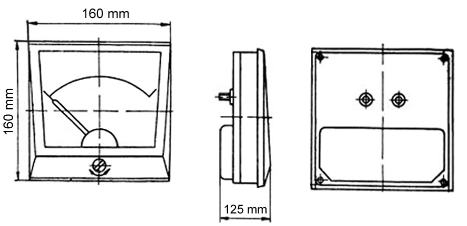 Схема габаритных размеров вольтметра Э377