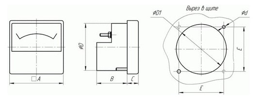 Габаритные и присоединительные размеры М42100