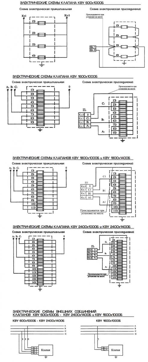 Электрические схемы клапанов КВУ