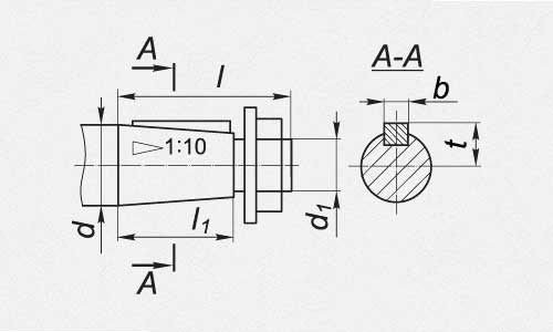 Габариты вала редуктора 1ЦУ